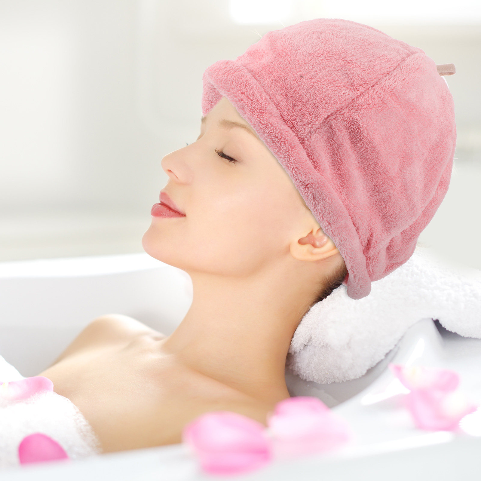 Coral Fleece Hair Drying Cap Q - Spa Towel 评论和价格